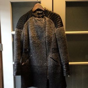 Ombré wool coat with leather detail